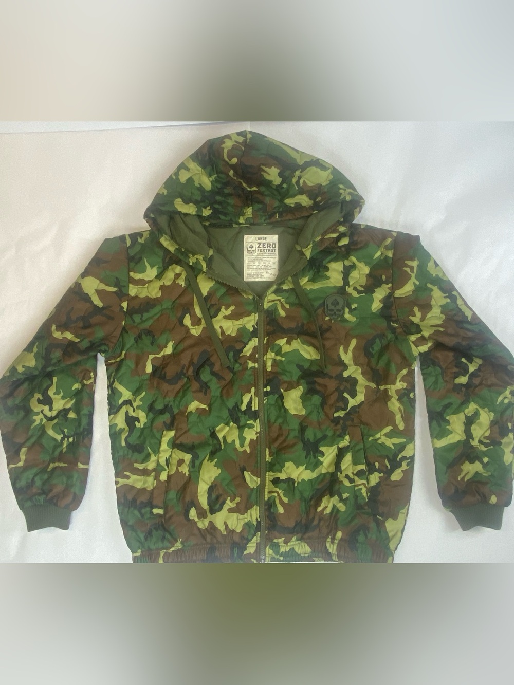 Zero Foxtrot Woobie Full Zip Hoodie Jacket Men’s Large ERDL Woodland Camo L